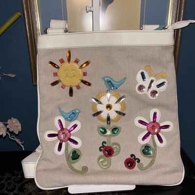 BRIGHTON by The Sea Floral, Bird, Sun Motif Crossbody / Messenger Purse