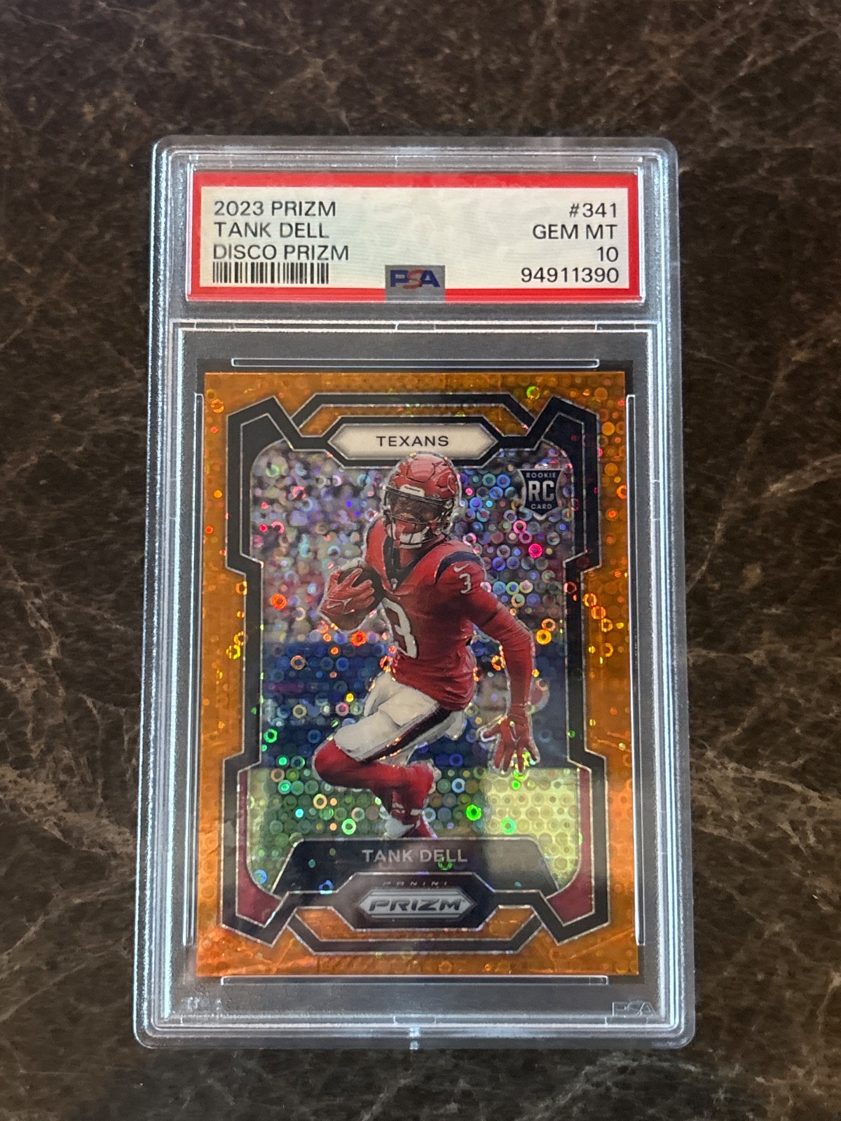 2023 Panini Prizm Tank Dell Orange Disco Prizm Rookie RC #341 PSA 10