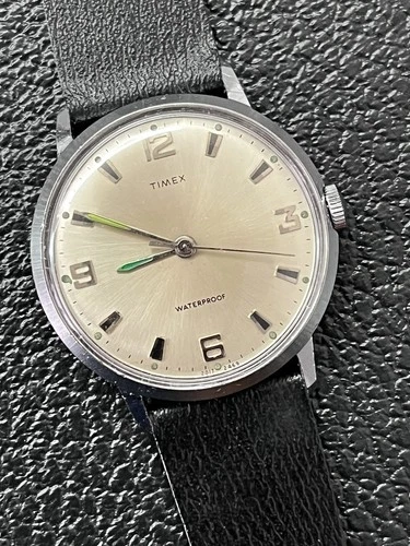 Vintage 1969 Timex Silver Sunburst Dial Marlin - Hand Wind Watch - Refurbished