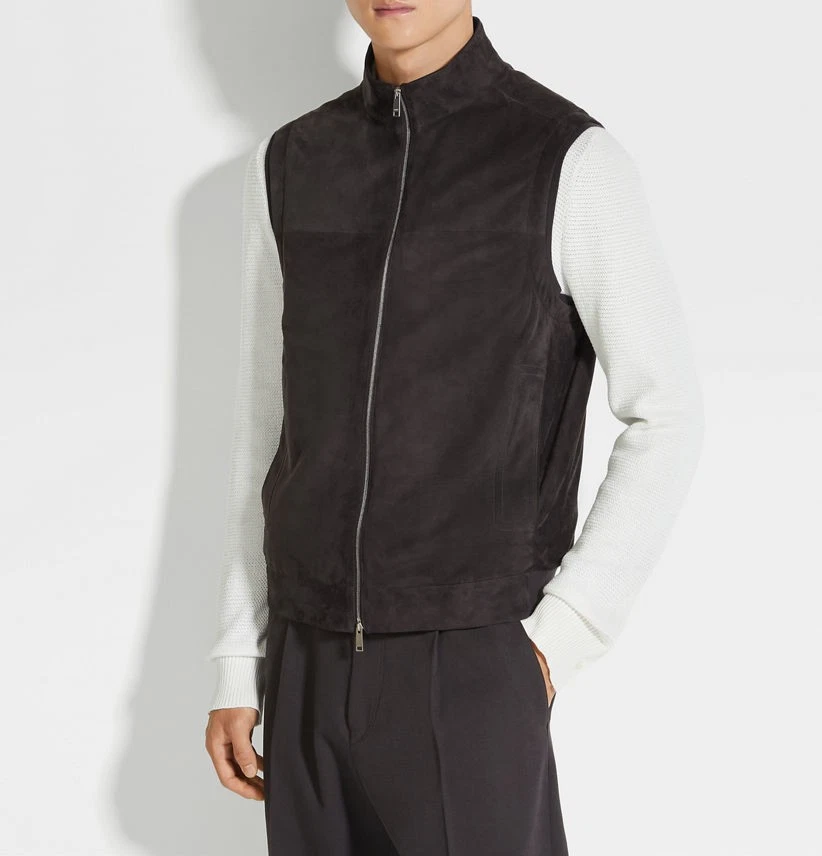 Black Suede Leather Vest for Men Size XS S M L XL XXL 3XL