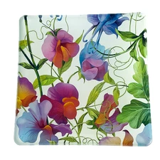 Michel Design Works Sweet Pea Glass Soap Dish Trinket Tray Candy Dish 4” x 4”