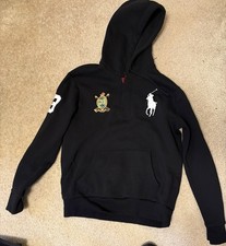 Polo Ralph Lauren Men Hoodie Sweatshirt Navy Blue Sz M 3 Patch Big Pony