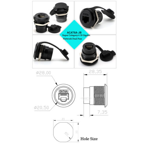 D-Type Data module Socket Round With Cover Dustproof, waterproof Black/Silver - Picture 7 of 32