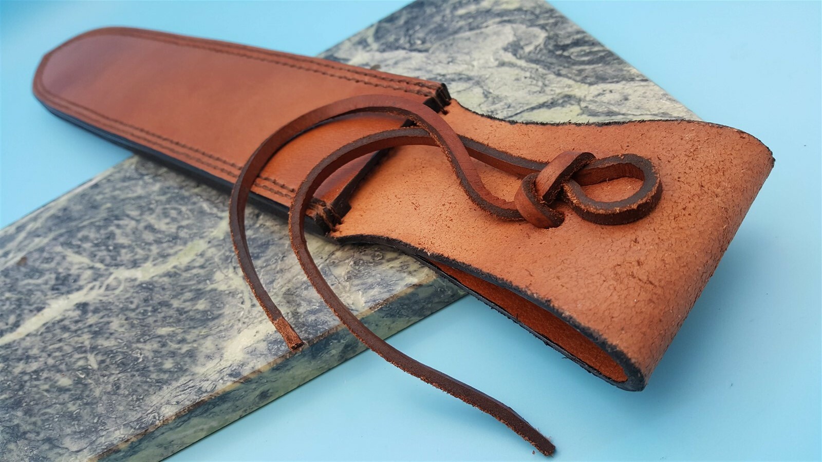 X Large Leather Fixed Blade Dager Knife style Belt Sheath Lace Up to 12" Blade