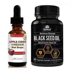 Apple Cider Vinegar Diet Drops Weight Loss High Potency Black Seed Oil Capsules