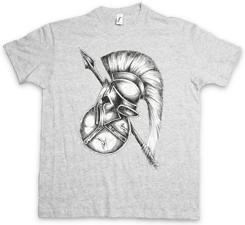 SPARTAN GEAR T-SHIRT – Sparta Spartans Shield Spear Helmet Leonidas 300