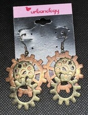 Urbanology Steampunk Earrings Gears Cogs Dangle Retro Boho Industrial Chic 2.5  