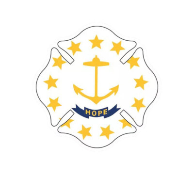 Rhode Island State Shaped Maltese Cross Sticker Decal