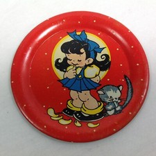 Vintage Tin Litho Plate She Loves Me 4" tin toy kitchen plate