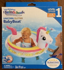   New  The Original Swim School Unicorn Glitter Baby Boat Level 1 6 - 18 Months