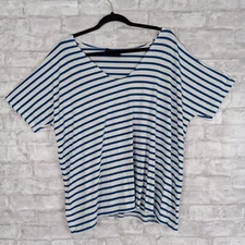 Hatch Striped Top Womens Size 1 Small Blue White Coastal Beachy Nautical Stretch