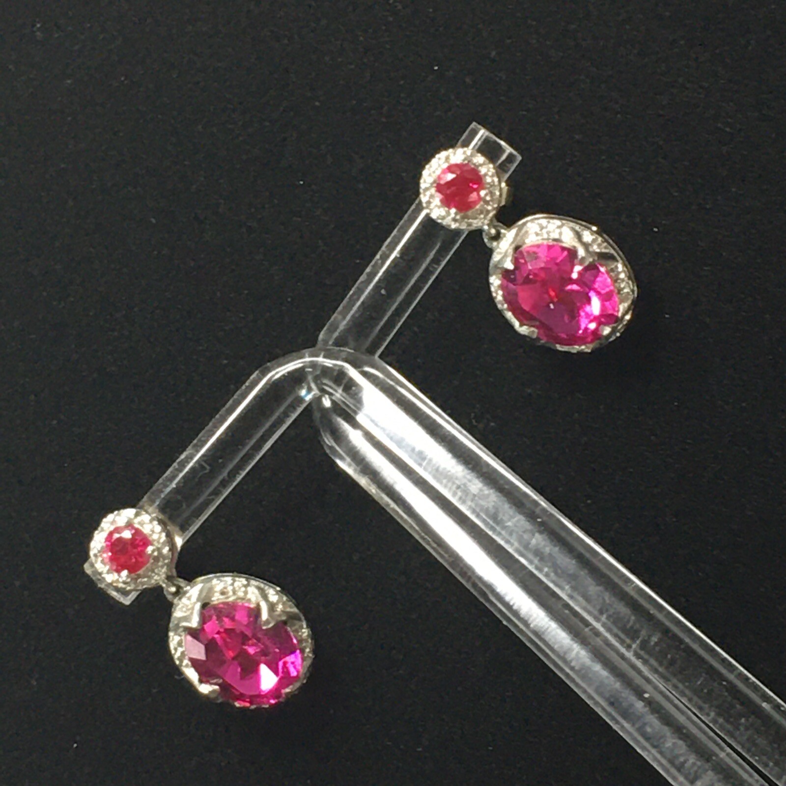 KARIS Sterling Silver Simulated Ruby Dangle Earri… - image 12