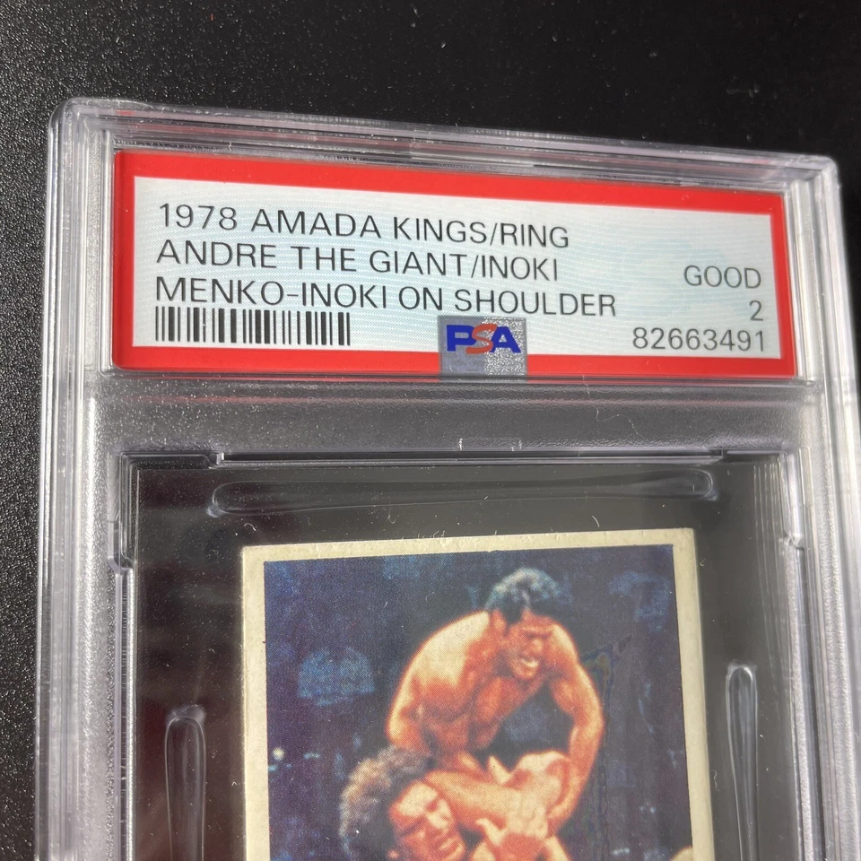 Tarjeta Amada Kings 1978/Anillo Andre the Giant/Inoki Menko Inoki en el hombro PSA 2 Foto 2 de 4
