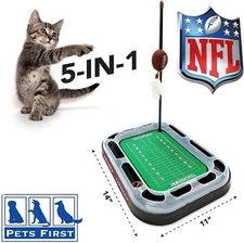 Pets First NFL Cat Scratcher Football Field Toy with Catnip & Wand Teaser