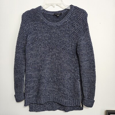 Ann Taylor Loft Loop Link pattern Sz S Sweater, scoop neck Gray Side Zippers