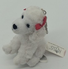 NWT Russ Toy Poodle Mini White Dog Keyring Keychain Clip