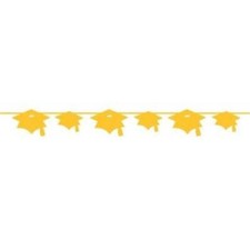 Graduation Mortarboard School Bus Yellow 8-Foot Paper Banner Grad Decoration