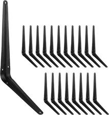 20 Pack 12 Inch Shelf Brackets, Heavy Duty Black Iron Metal Floating Shelves