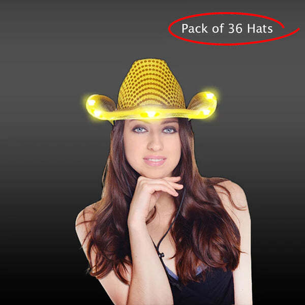 Cowboy Hat Light Up Gold Flashing LED Brim Fun Light Up Hat  display picture 1