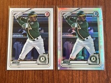 JORGE MATEO Lot of (2) 2020 Bowman Chrome Refractor & Paper Base Prospect OAK