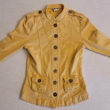 Vintage Hard Tail Forever Button Up Jacket Womens Medium Flap Pockets Yellow