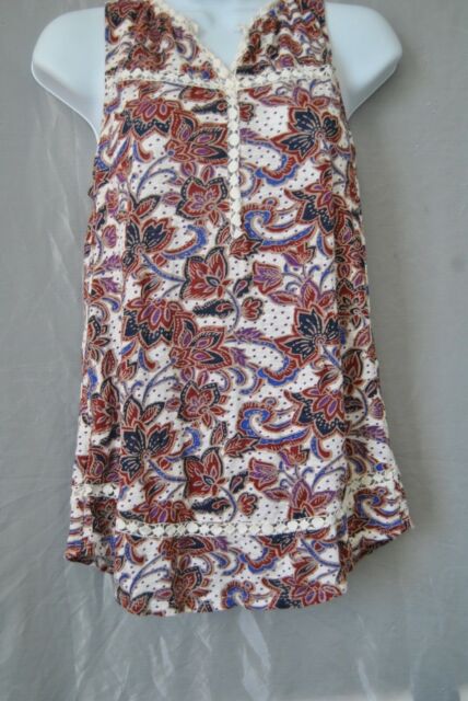 Women shirt by Lucky Brand Size XS White Floral Color Rn 80318 | eBay