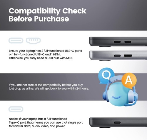 NEW Laptop Screen Extender, 12" FHD 1080P IPS Triple Portable Monitor for Laptop - Picture 6 of 6