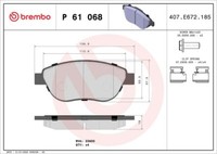 Brembo P 61 068X Bremsbelagsatz, Scheibenbremse FüR CitroËN Peugeot