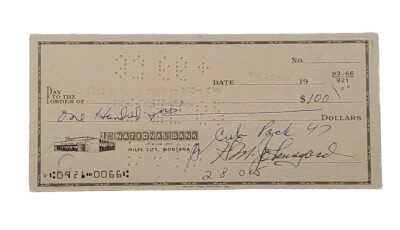 1962 Bank Check: 1st National Bank, Miles City, MT