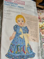 Alphabears Daisy Dolly Dress  Fabric Panel 18" Doll DAISY KINGDOM new