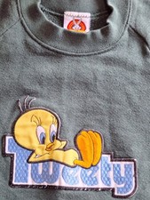 Looney Tunes Vintage 90's Tweety Bird Green Fleece Sweatshirt kids medium 1997