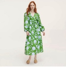 Kate Spade x Target Linen Blend Maxi Tiered Dress Floral Green Size Small Resort