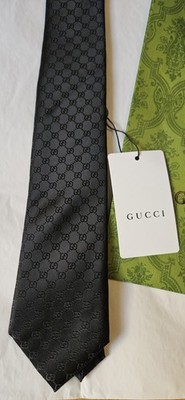 The Black Gucci GG Pattern luxury Tie Brand New with Tags and box Priority Mail