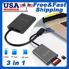 USB C to SD TF Card Reader 3-in-1 USB C 3.0 Memory Card Adapter for iPad Pro XPS