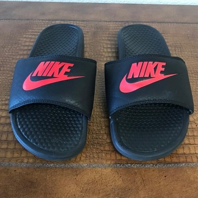 Nike Benassi JDI Sandals Black Men 9 Red Slides Comfortable Cushion