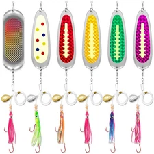 Arrowbash 6 Set Squid Fishing Hoochies-Glow Fresh Water Kokanee Salmon Trolli...