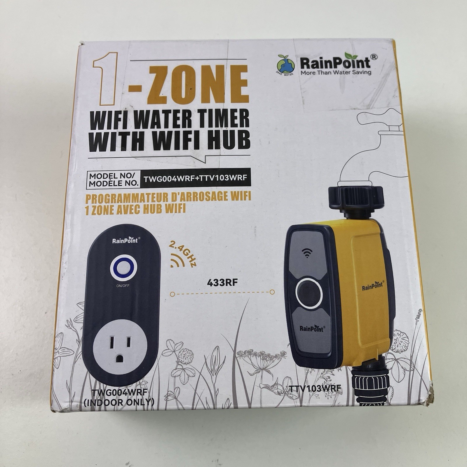 RAINPOINT WiFi Water Timer Smart Sprinkler w WiFi Hub Brass Inlet 1 Zone