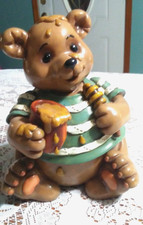 Adorable Vintage Bear with Honey Pot Brown Teddy Bear Coin Bank Pooh Bear?