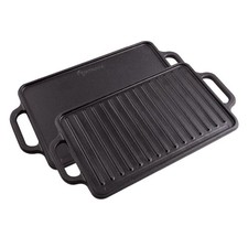 Victoria Griglia rettangolare in ghisa. Bruciatore Doppio 13" x 8,5", Nero 