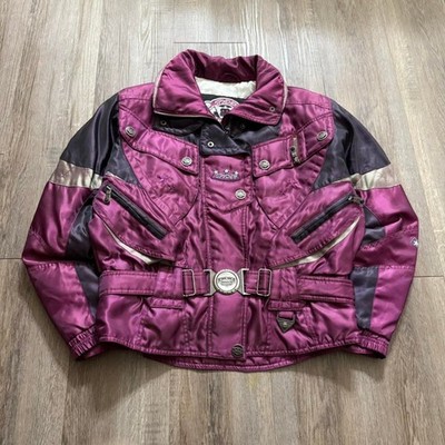 Vintage 90s Spyder Ski Snowboard Purple Biker Style Jacket w Belt Women's small