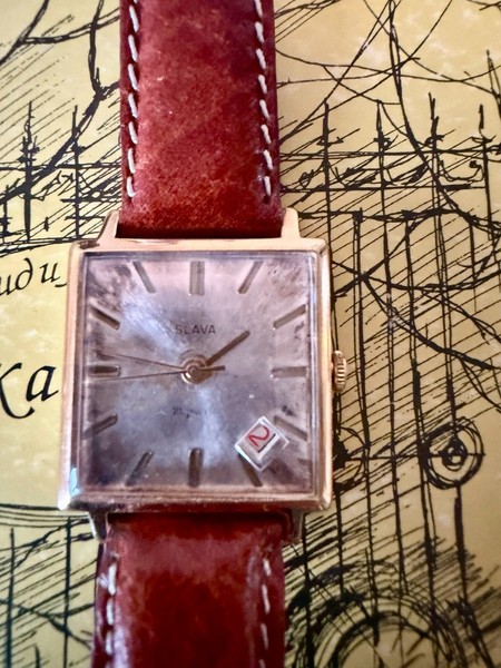 Montre Orano NOS Swiss Automatique day date bleue vintage