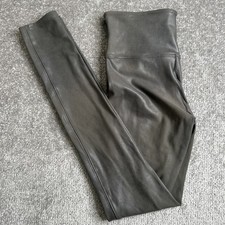 Spanx Faux Leather Leggings Wome's Size Small Black/Gray Shape Wear