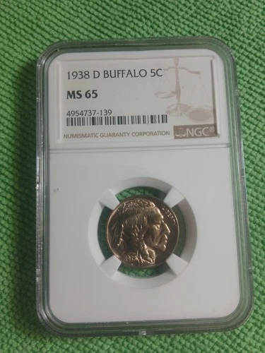 1938 D Buffalo 5C Nickel NGC MS 65!