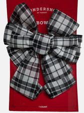 Wondershop Black  White Buffalo Plaid Wired Large Bow Christmas Wreath Holiday