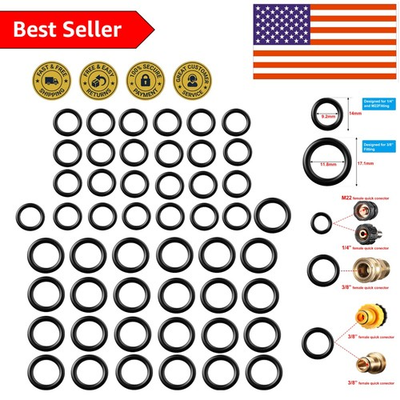 #ad 50 Piece NBR O Ring Set for Pressure Washer 1 4 inch 3 8 inch M22 Connectors $10.99