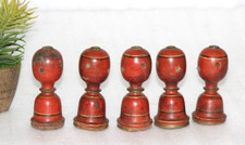 1870er Jahre Antik Alt Holz Lack Bemalt 5er Set Puppen Handarbeit Alt Original