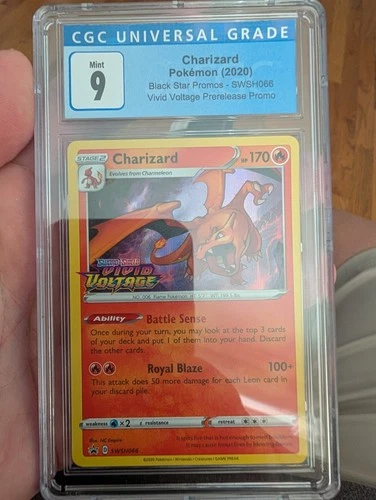 Pokémon Charizard TCG Prerelease Holo Card SWSH066 Promo CGC 9