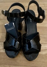 NWT Divided H&M Retro Vegan Black Patent Leat...