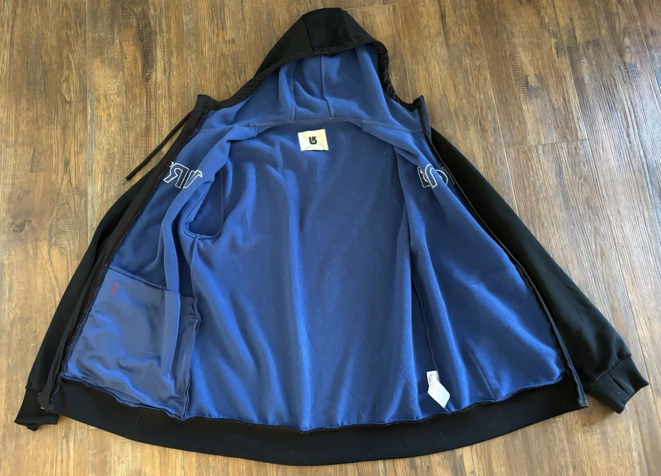 Burton MB Bonded DryRide Full-Zip Hoodie Jacket Spellout Snowboard Black Men's L - Image 3 of 4