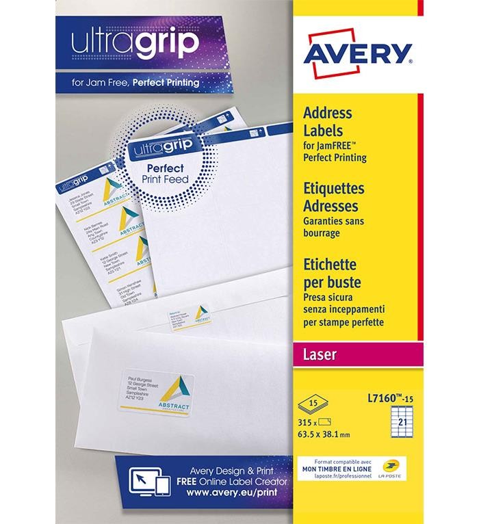Étiquettes Avery L7160 pour organisation du secrétariat et publipostage rapide au bureau
